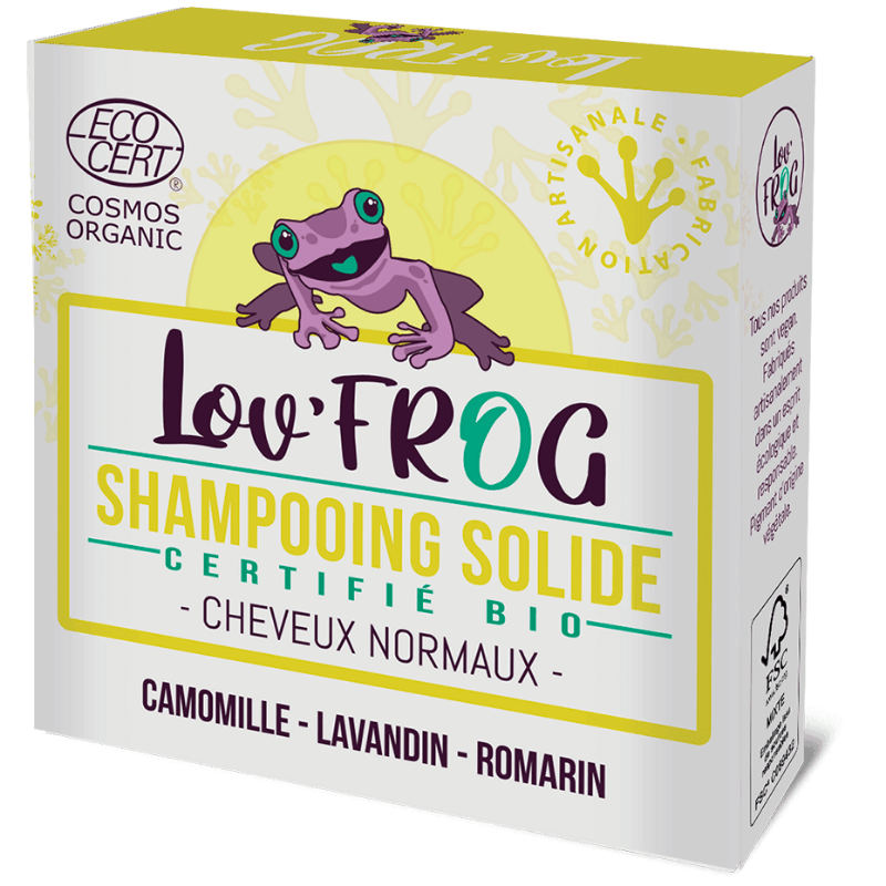 Shampooing Solide Cheveux normaux bio Lov'Frog camomille lavandin romarin