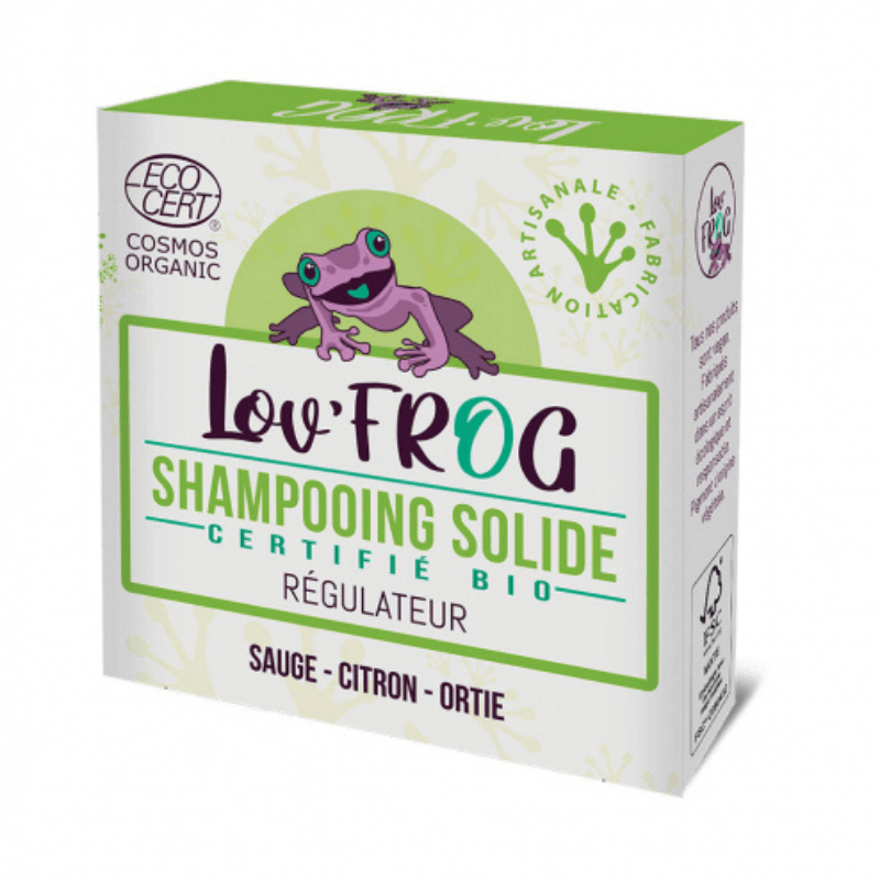 Shampooing solide régulateur bio 50gr sauge citron ortie Lov'Frog