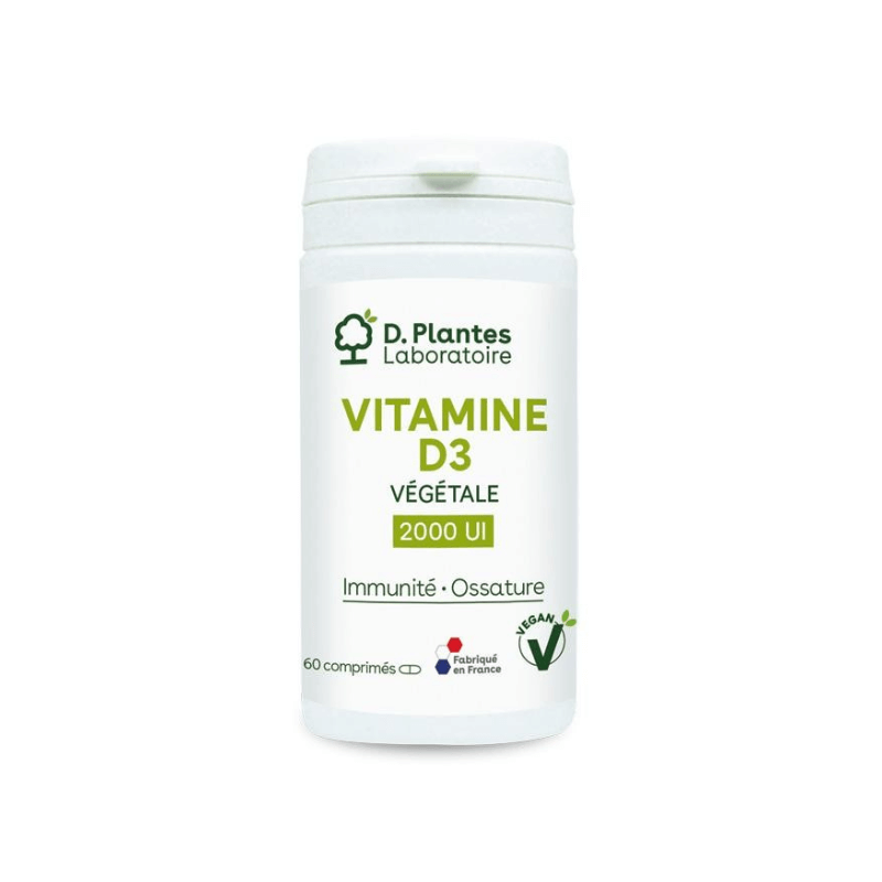 Vitamine D3 2 000 UI Végétale - D.Plantes - 60 comprimés Vegan 2000UI