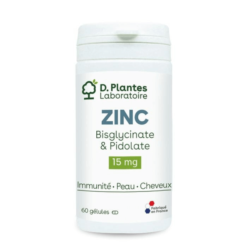 Zinc Bisglycinate & Pidolate - D.Plantes - 60 gélules immunité végétarien carence santé des ongles et de la peau