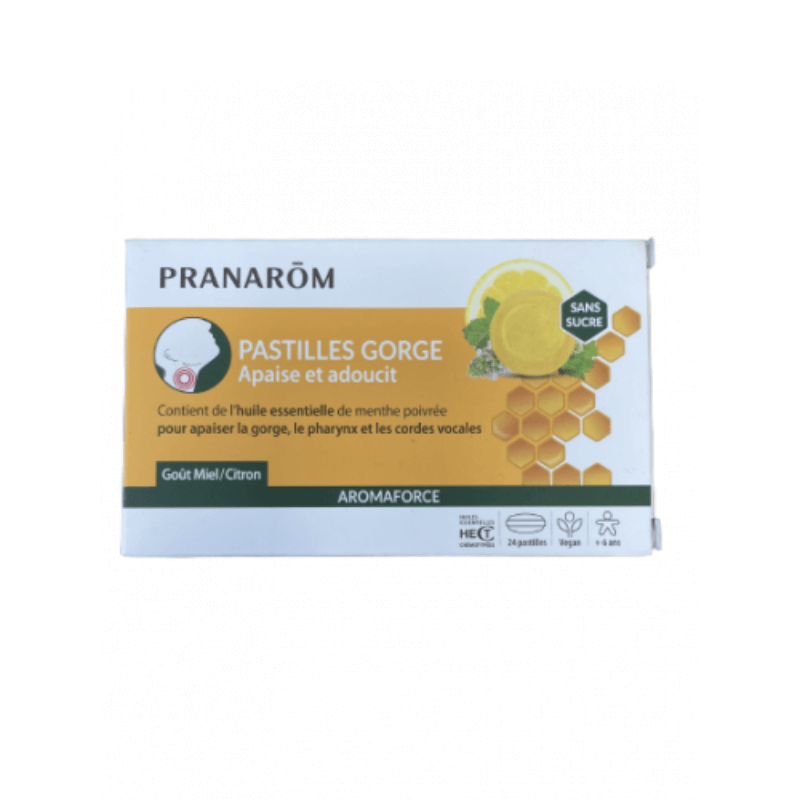 Pastilles Gorge Miel/Citron - Pranarôm - 24 pastilles - Maux de gorge